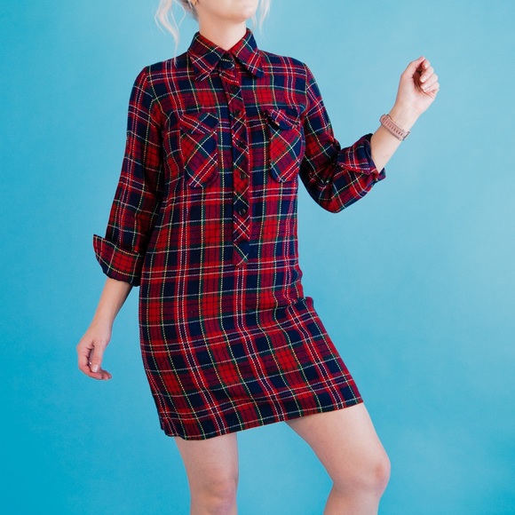 Vintage Plaid Cracker Barrel Mod Shift Dress - Picture 4 of 11